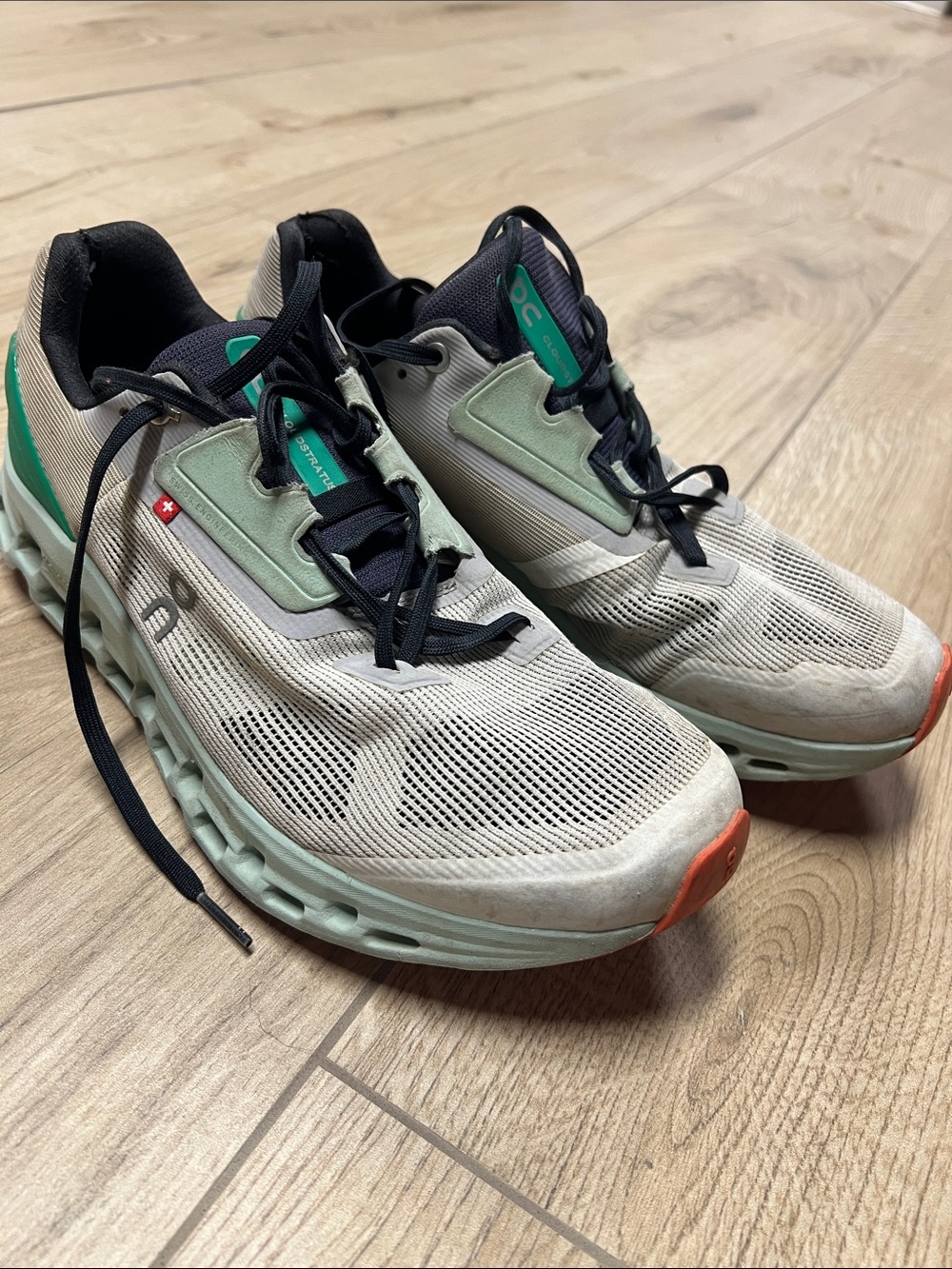On Running Cloudswift Men’s Athletic Shoes in Light Gray, Mint & Orange